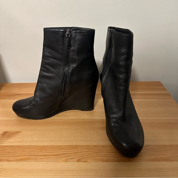 Prada Black Leather Wedge Booties as 9 / EU 40 - Picture 1 of 8